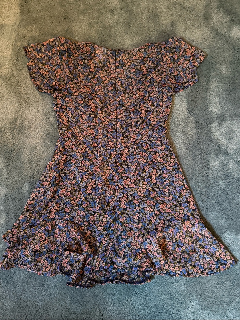 Blue Rain Floral Mini Dress in Black, Pink & Blue